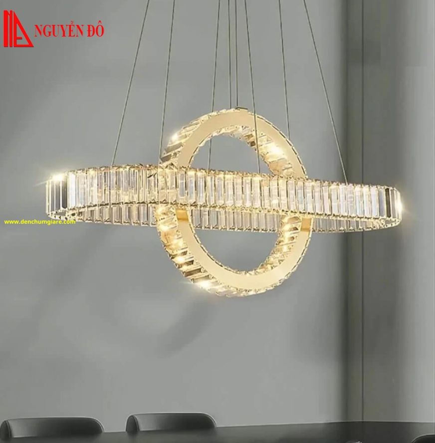 Đèn thả hiện đại, đèn thả pha lê TH-820-22, 3 chế độ ánh sáng, tạo hình kết hợp giữa hình Oval và hình tròn.