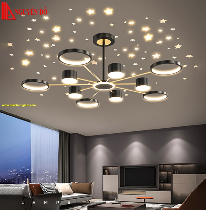 Đèn chùm hiện đại, đèn chùm trang trí TH-8238, tạo hình bởi 10 vòng Led cao cấp