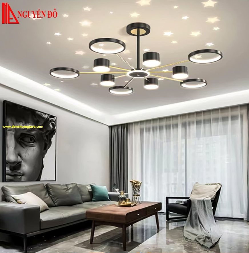 Đèn chùm hiện đại, đèn chùm trang trí TH-8238, tạo hình bởi 10 vòng Led cao cấp