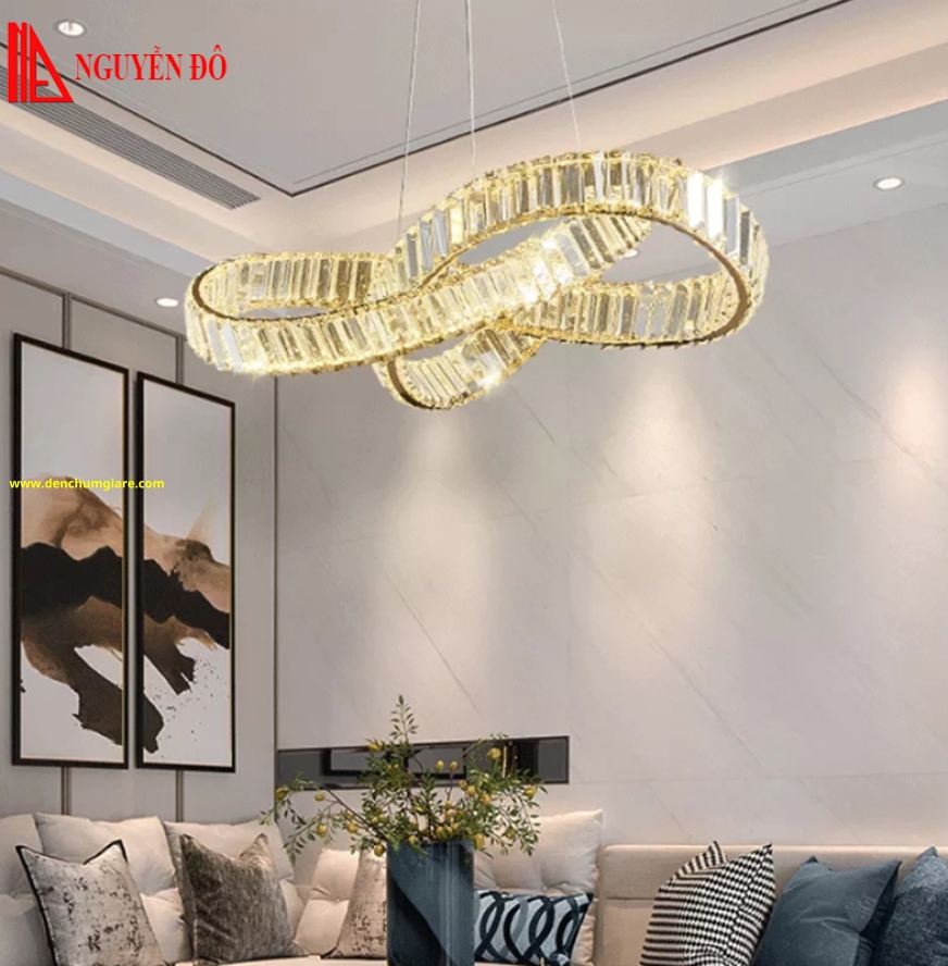 Đèn thả hiện đại, đèn thả pha lê TH-8317, tạo hình bởi vòng xoắn pha lê cao cấp 
