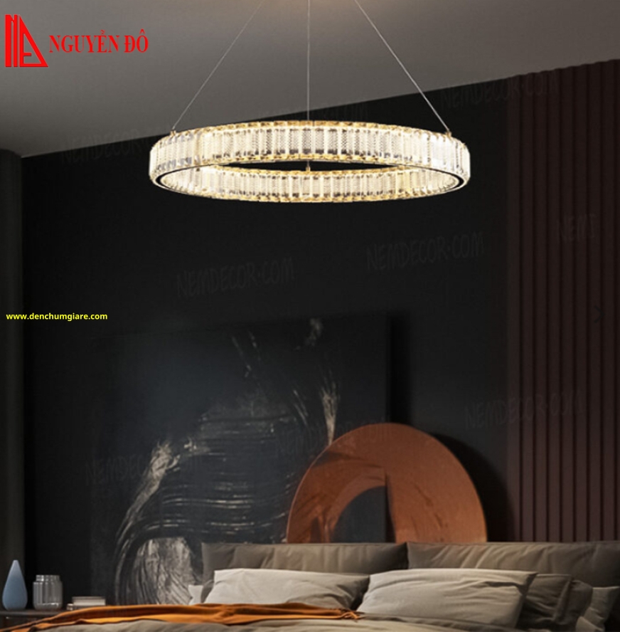 Đèn thả hiện đại, đèn thả pha lê TH-8340/TH-8342, tạo hình bởi 1 vòng pha lê cao cấp 