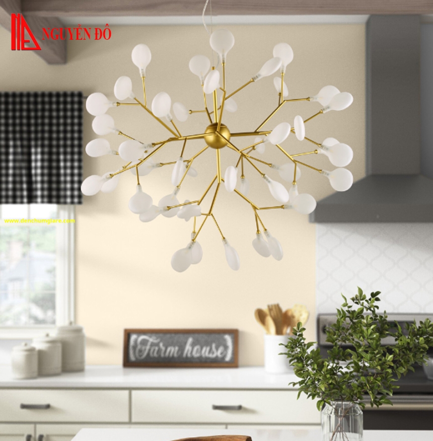 Đèn thả hiện đại, đèn thả pha lê TH-852B, tạo hình bởi các led lá thuỷ tinh cao cấp