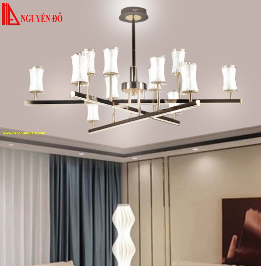 Đèn chùm hiện đại, đèn chùm trang trí TH-8631, tạo hình bởi chảo hình trụ đan xen đẹp mắt