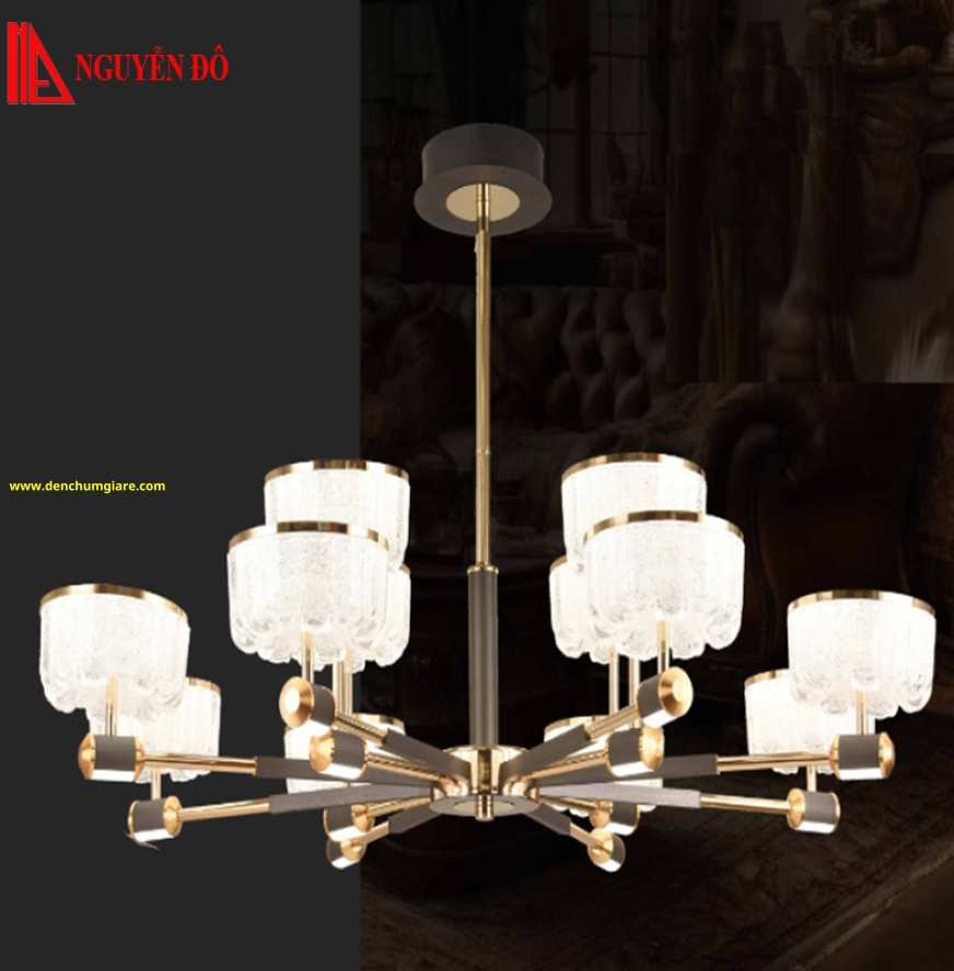 Đèn chùm hiện đại, đèn chùm trang trí TH-8635/TH-8636, tạo hình bởi chảo đèn thuỷ tinh cao cấp